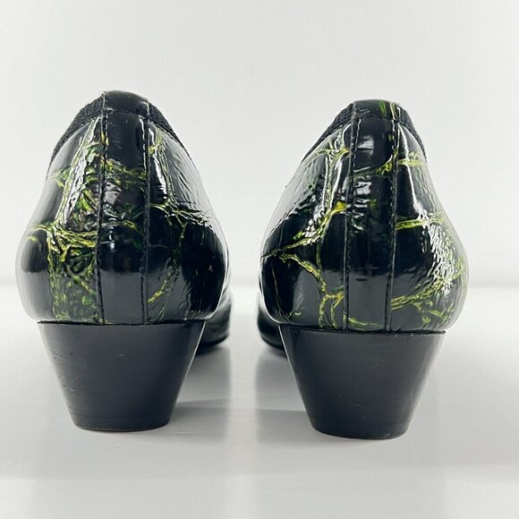 J.Renee Cassie Black Green Croc Embossed Square Toe Pump Heels Sz 7.5 - Picture 8 of 13